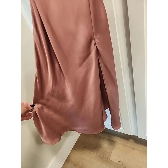NWOT Free People Right This Way Bias Slip Dress Mauve Pink Satin Slit Sz XS - Picture 2 of 13
